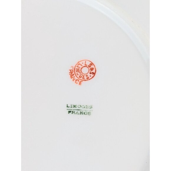 Antique Signed Limoges 8.5" White Porcelain Plate Elegant 1900s Gold Trim Dish - Picture 9 of 9